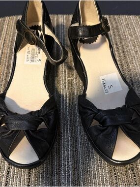 Fly London Black Knotted Peep-Toe Ankle Strap Sandals